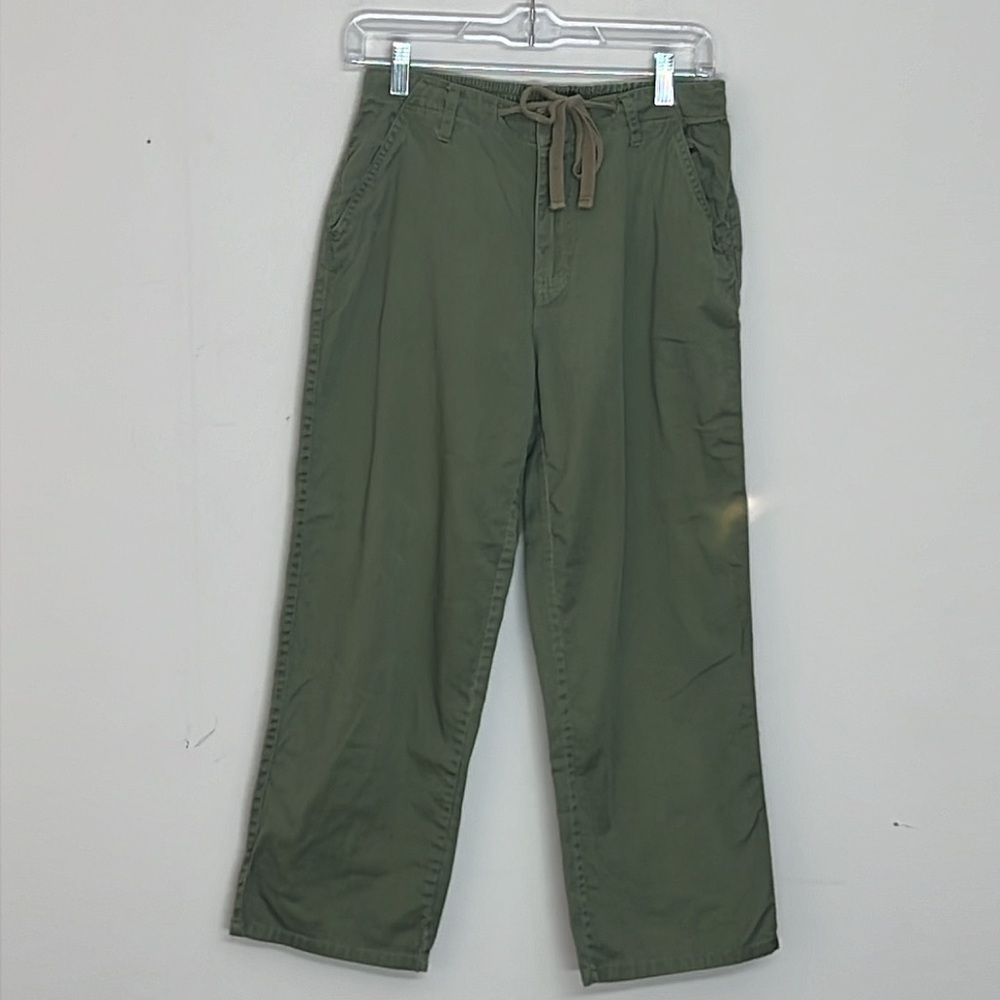🌞 Casey & Max Vintage green casual elastic draw string capri trousers women 8 - Picture 14 of 16